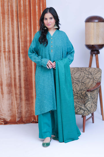 LBD-02825 | T. Green & Gold | Casual 3 Piece Suit  | Viscose Self Dobby